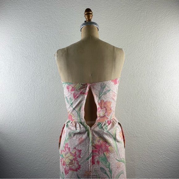 SOLD l 90s 4 Blair Woolverton Barbie Pastel Floral Print Strapless Mini Dress - Picture 6 of 15
